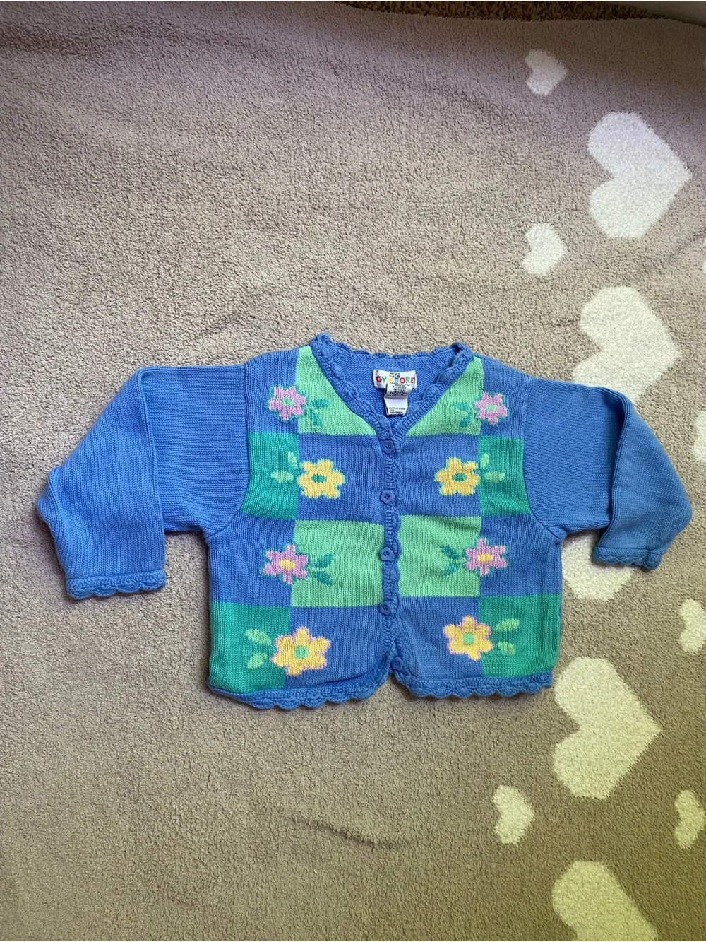 Gymboree 1998 Spring in Bloom 2/3yo blue floral block cardigan